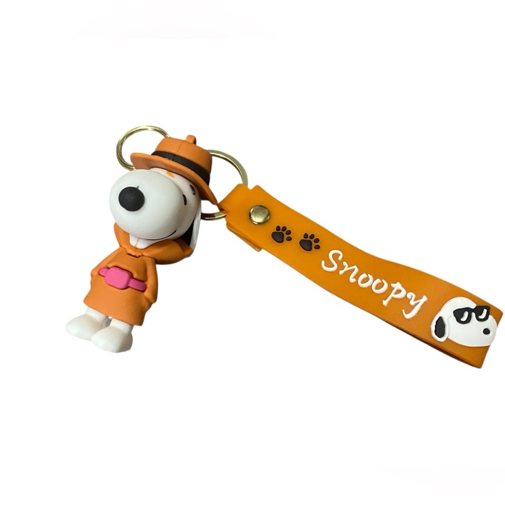 Snoopy Keychain with Orange Strap • NWOT